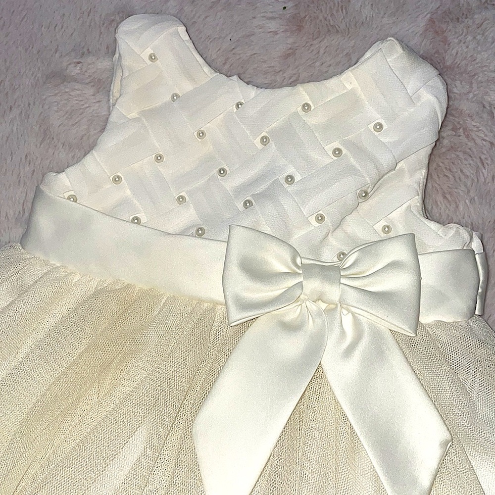 Rare Editions Ivory Pearl Dress 6-9months
